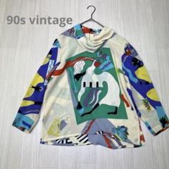 90s vintage レトロプリント シアー ブラウス