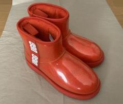【美品】UGG レインブーツ　オレンジ UGG】アグ(24) レインブーツ クラシック クリア ミニ スノー