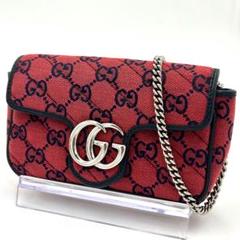 極美品✨限定‼️ グッチ GGマーモント ショルダーバッグ キャンバス ミニ 赤