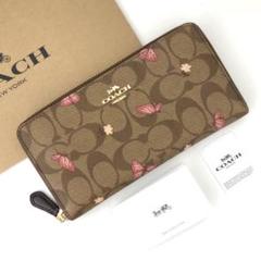 COACH コーチ 長財布 シグネチャー ピンク 蝶々柄 フラワー 花柄