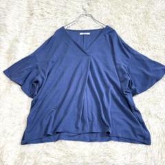 6644 美品✨ローズバッド フレア袖Ｖネックカットソー F 体型カバー 薄手