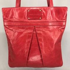 MJマークジェイコブス 赤レザー トートバッグ ロングハンドル 肩かけショルダー