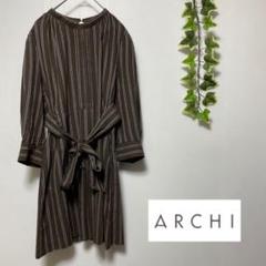 archi アーキ ストライプ ブラウス ワンピース ウエストマーク ストラップ