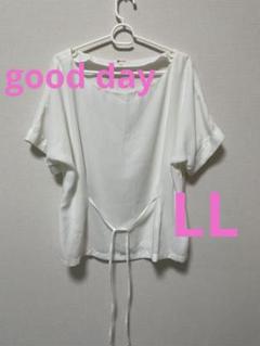 good day ブラウス　ホワイト　白　上品　きれい　かわいい　半袖　夏　LL