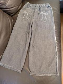 a.v.v グレー ワイドパンツ リボン刺繍付き 130cm