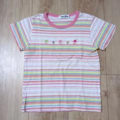 familiar ストライプ刺繍Tシャツ 110cm