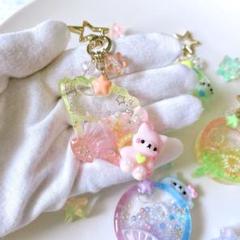 ネオンカラー　扇子シェイカーキーホルダー　新品