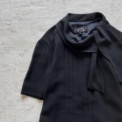 東京いぎんボウタイり半袖ロングワンピース透け素材フォーマル7号ブラックN2