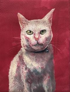 アクリル画 猫の絵画 F0サイズ 水彩画 ねこ 手描き 一点もの