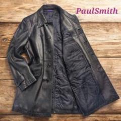 Paul Smith ラムレザー レザーコート 中綿入り 比翼 ステンカラー Paul Smith ラムレザー レザーコート 中綿入り 比翼 ステン
