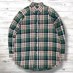 Ralph Lauren 長袖BDシャツ 刺繍ロゴ グリーン M 0846