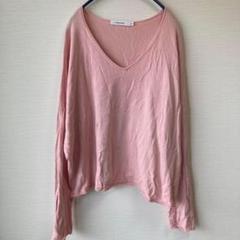 moussy☆マウジーVネックニット/ピンク系/F/レディース/短め丈