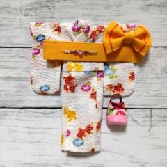 y334 ハンドメイド リカちゃん 浴衣 金魚 朝顔