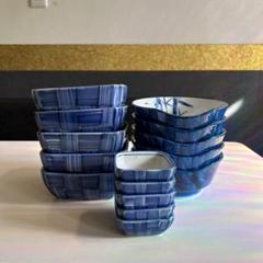 青白ストライプ食器セット 15点