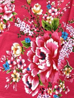 簡単色止め処理済み【台湾花布】　花柄　牡丹 シノワズリ　ピンク　綿生地