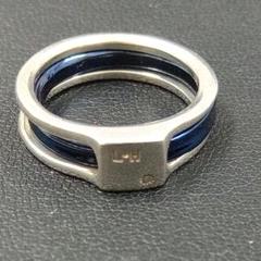 【ライオンハート】　シルバー 青ライン チタンリングのサムネイル