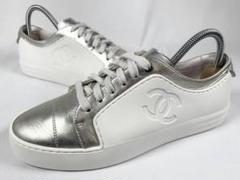 【正規品】美品 シャネル CHANEL ココマーク レザー スニーカー 36 白