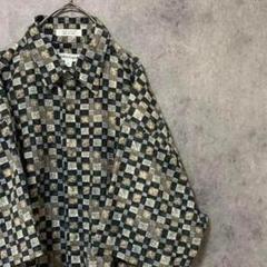 90s vintage 柄シャツ　半袖　メンズ　M コットン　古着　個性派
