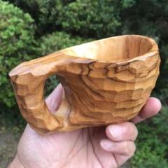 桜のマグカップ 手彫り ヒビ割れ補修有り