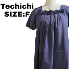 Techichi ローズモチーフ半袖ロングワンピース F 古着