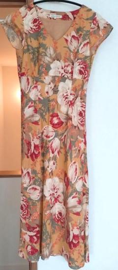 11号　ローラアシュレイ　麻の花柄ワンピース LAURA ASHLEY - LAURA ASHLEY／ローラアシュレイ☆ 花柄 レース