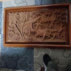 詳細は不明、日本人作家の彫刻、東南アジアジアの風景、緻密な素晴らしい木彫、逸品 詳細は不明、日本人作家の彫刻、東南アジアジアの風景、緻密な