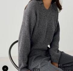UNIQLO:Cミックスヤーンポロセーター　M グレー UNIQLO ニット