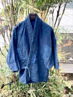 時代物 刺子 木綿 野良着2点セット(半纏、刺し子、古布、藍染