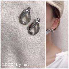 57 再販 シルバー リング フープ 雫 小ぶり シンプル ツイスト ピアス