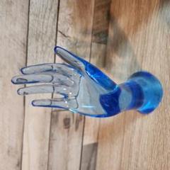 手のオブジェ　ガラス　ブルー