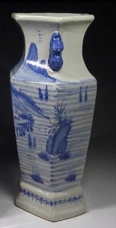 中国古玩 唐物 清代 染付 乾隆年製 款 花瓶 中国古玩 青花 染付 花瓶 乾隆元年製 時代物 唐物 t99147-2