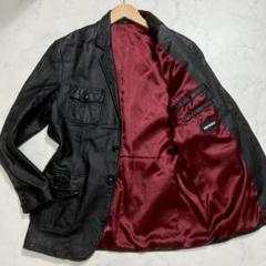 unknown vintage ブラック ラムレザー 短丈 レザージャケット ﾓﾘﾉｶﾞｯｺｳ Lサイズ ラムレザーダブルライダースジャケット