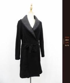 C027/美品 DAKS ロングガウンコート ニット ベルト 38