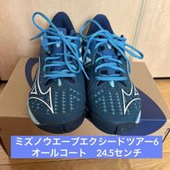【最終値下げ】ミズノ　ウエーブエクシードツアー6オールコート用24.5センチ青系