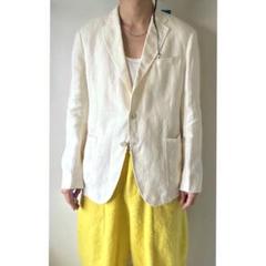 アルマーニコレツォーニ　デニムテーラードジャケット　洗える　リネン100% XL 極美品】ジョルジオアルマーニ リネン100% デニムテーラード