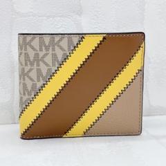 新品未使用✨マイケルコース 折財布 二つ折り MK柄 ストライプ 茶色