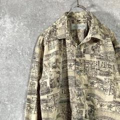 SYSTEMONE　ポリシャツ　総柄シャツ