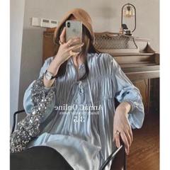 新品✨大人可愛い リボンデザインシフォントップス パフスリーブ L