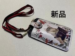 新品 合皮 スマホショルダー ポシェット ネコ柄