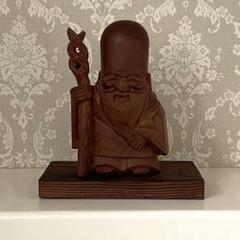 福禄寿 木彫り 天然木 台座付 福禄寿 木彫り 天然木 台座付