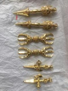 売れ筋商品 セット 真言宗 チベット密教法器 独鈷杵 真鍮製 金鋼杵 ...