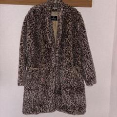 フラジール 三陽商会 タヌキファー付きロングコート 美品 ヒョウ柄 BLACK VARIA BlackVaria トレンチコート ヒョウ 豹 レオパード