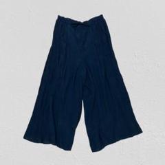 grove♡ガウチョパンツ シワ加工 ウエストゴム インナーあり ネイビー M