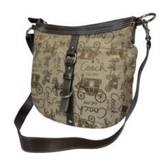 美品 COACH 2824 ショルダーバッグ 斜め掛け 馬車柄 総柄 キャンバス
