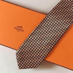 美品 エルメス HERMES ネクタイ シルク H織りタイ ファソネH H柄