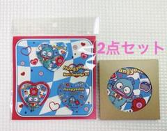 ハンギョドン40周年　ハートホログラム缶バッジ3個組　吸水コースター1個セット