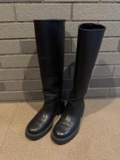 ZARA ザラ レザーロングブーツ　本革 ZARA ザラ ロングブーツ ブラック 黒 レザー 36 (23.5cm) - メルカリ