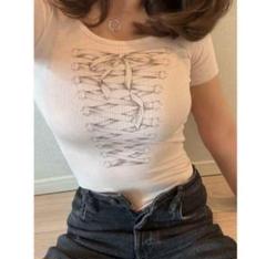 épine lace up rib tee