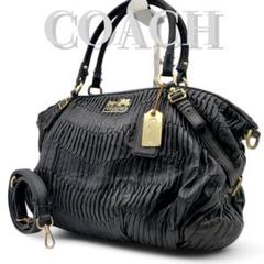COACH コーチ MADISON 16264 ハンドバッグ ブラック レザー 楽天市場】【布袋あり】COACH コーチ マディソンギャザー