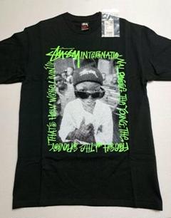 【M・美品】stussy African T シャツ／黒 × 緑・正規品
